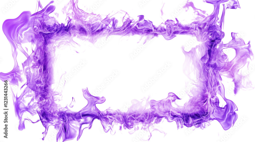 Poster purple flames creating a transparent frame with copy space