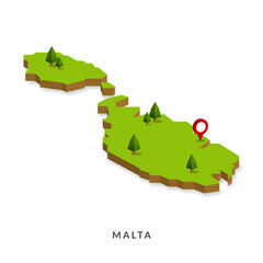 Isometric Map of Malta. Simple 3D Map. Vector Illustration - EPS 10 Vector