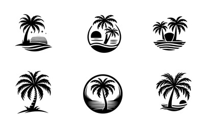 palm tree vector logo icon illustration silhouette bundle