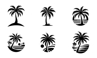 palm tree vector logo icon illustration silhouette bundle