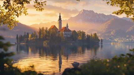 Family Traveling at Bled Lake, Slovenia, Europe in 16K Resolution