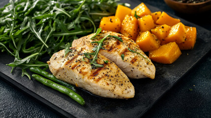 Delicious Grilled Chicken & Butternut Squash Meal - Healthy Eating diet salad lunch tasty fresh     