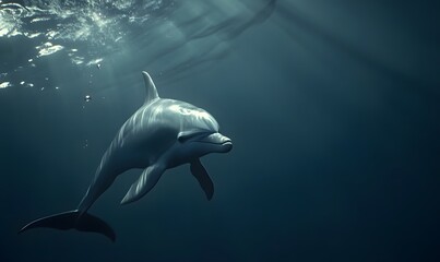 Naklejka premium dolphin swimming gracefully in the ocean, Generative AI