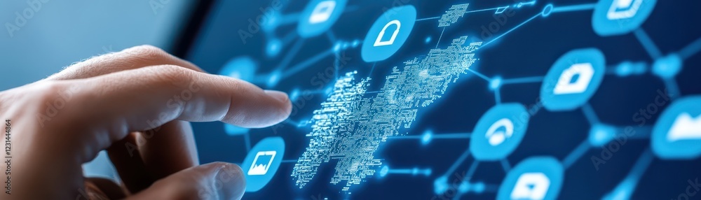 Poster fingertip navigation, exploring the seamless interaction of touch screen technology and modern user 