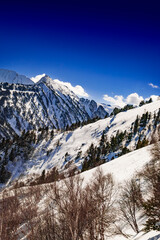Snowy Mountain Landscape in the Pyrenees in France