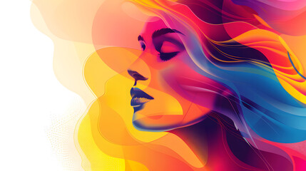 A mesmerizing abstract artwork of a woman, blending bold colors and fluid shapes to capture feminine beauty, emotion, and artistic expression. A modern and creative interpretation of female essence