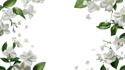 Fototapeta premium Beautiful white flowers arranged elegantly on a clean white background, perfect for invitations or greeting cards