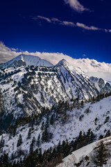 Snowy Mountain Landscape in the Pyrenees in France