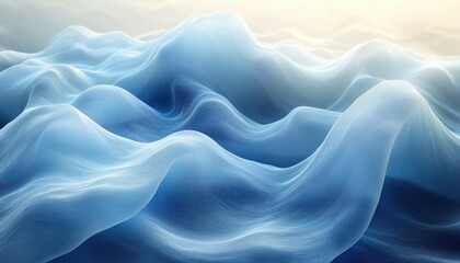 Obraz premium Abstract Blue and White Wave Background with Smooth Curves and Soft Lighting