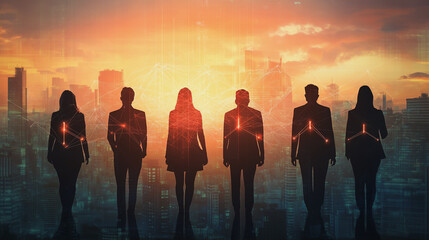 smart, digital, city, connection, network, innovation, reciprocity, cityscape, concept, future, wireless, social, media, networking systems, connects, people, double, exposure, waves, background, arti