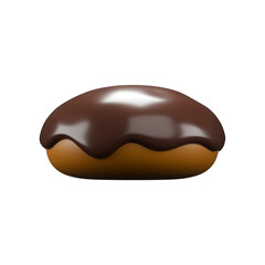 3d illustration of sweet donut with full chocolate topping 