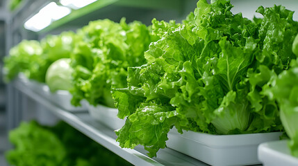 Hydroponic lettuce harvest, indoor farm, green leafy vegetables