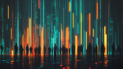 smart, digital, city, connection, network, innovation, reciprocity, cityscape, concept, future, wireless, social, media, networking systems, connects, people, double, exposure, waves, background, arti