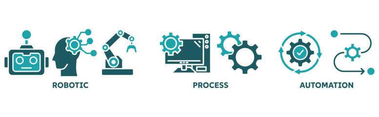 RPA icon set illustration concept with icon of robotic, process, automation 