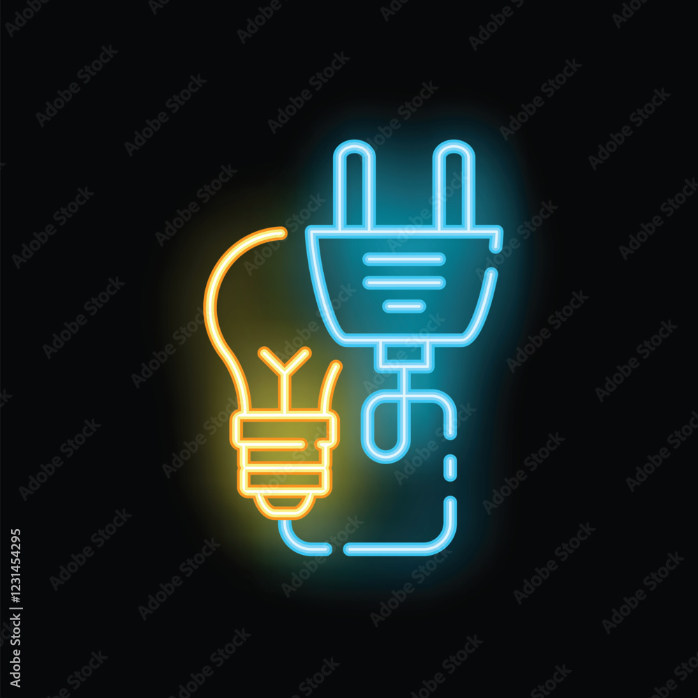 Poster neon icon representing the concept of getting an idea or finding a solution