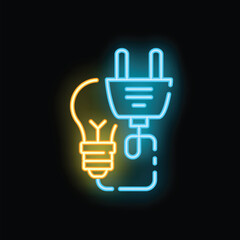 Neon icon representing the concept of getting an idea or finding a solution