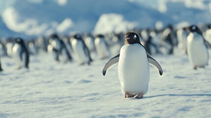 Obraz premium Penguin Walking on Snow