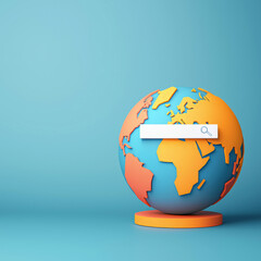 Obraz premium A colorful globe with a search bar, symbolizing global connectivity and online exploration.
