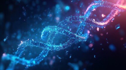 Futuristic DNA Double Helix Fragments Concept of Genetic Mutation and Disorder