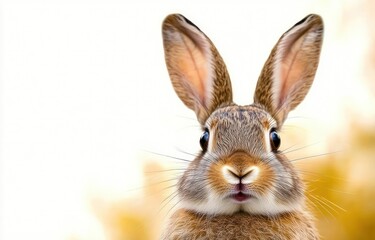 Fototapeta premium realistic close-up portrait of a rabbit with expressive eyes and soft fur