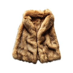 Faux Fur Stole in Soft Caramel Brown Isolated on Transparent Background