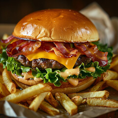 Cheeseburger and French Fries