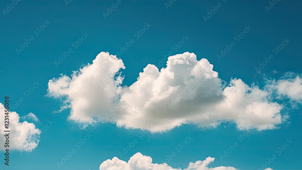 Aufkleber serene blue sky featuring fluffy white clouds on the left with a calming atmosphere perfect for depi