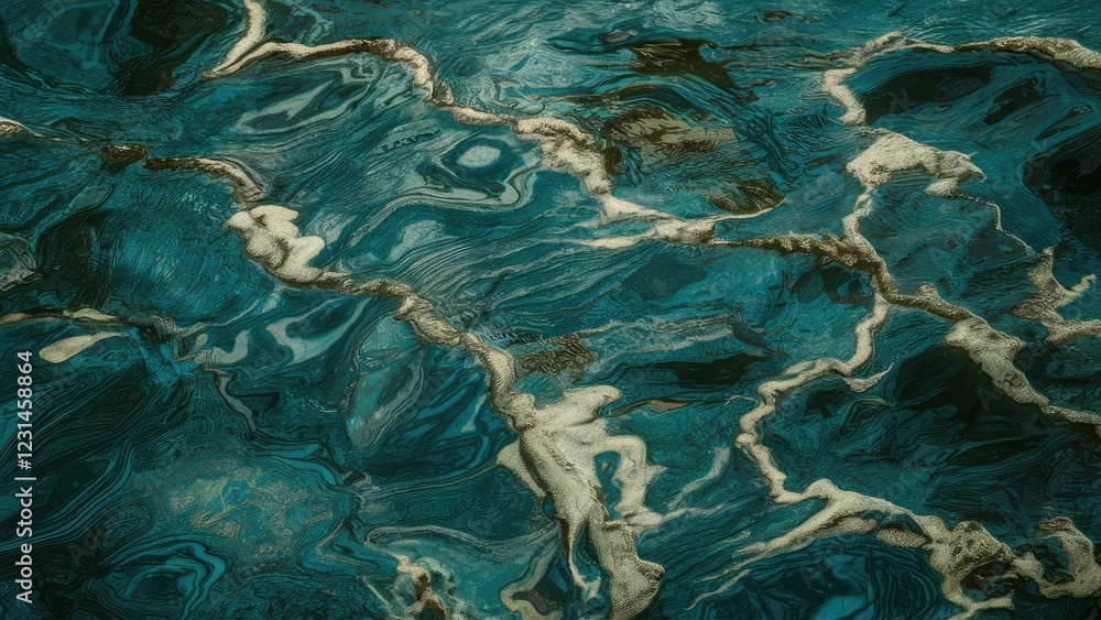 Leinwandbilder dynamic textured water surface showcasing rich teal and white ripples, with patterns flowing gracefu