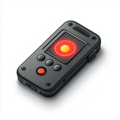 Fototapeta premium Sleek Black Remote Control Gadget with Red and Yellow Indicator Lights: A Futuristic Device for Modern Technology