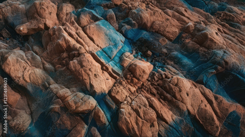 Aufkleber textured backdrop with rugged uneven brown and blue rocky surface showcasing intricate patterns and 