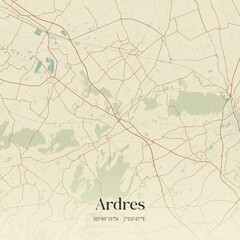 Obraz premium Retro map of Ardres, Hauts-de-France, France. Vintage street map.