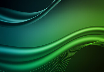 Abstract Green and Teal Wave Background Design:  Fluid Dynamic Curves and Smooth Gradient