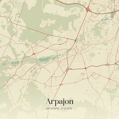 Retro map of Arpajon, �le-de-France, France. Vintage street map.