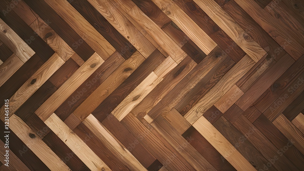 Fototapete wooden flooring background with diagonal brown stripes in varying shades and textures arranged in a 