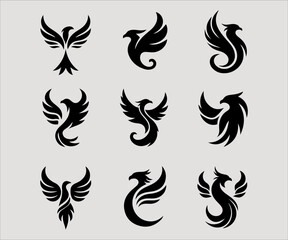 set of eagle design elements on gray background. vector illustration