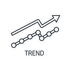 General direction of changes. Trend. Vector linear icons isolated on white background.