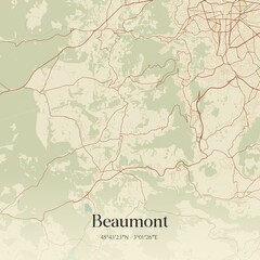 Retro map of Beaumont, Auvergne-Rh�ne-Alpes, France. Vintage street map.