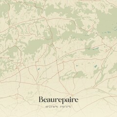 Retro map of Beaurepaire, Auvergne-Rh�ne-Alpes, France. Vintage street map.