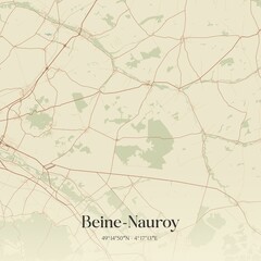 Retro map of Beine-Nauroy, Grand Est, France. Vintage street map.