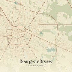 Obraz premium Retro map of Bourg-en-Bresse, Auvergne-Rh�ne-Alpes, France. Vintage street map.