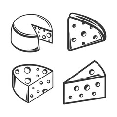 Cheese Vector Illustration Bundle set.