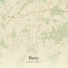 Retro map of Buxy, Bourgogne-Franche-Comt�, France. Vintage street map.