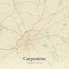 Retro map of Carpentras, Provence-Alpes-C�te d'Azur, France. Vintage street map.