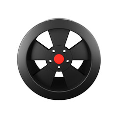 Fototapeta premium Angled 3D Render of Car Wheel with Hub