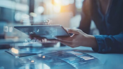 Project managers reviewing cloud-based construction reports on smart tablets.