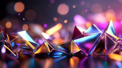 Vibrant Iridescent Triangles Abstract Digital Art