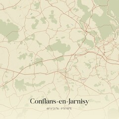 Retro map of Conflans-en-Jarnisy, Grand Est, France. Vintage street map.