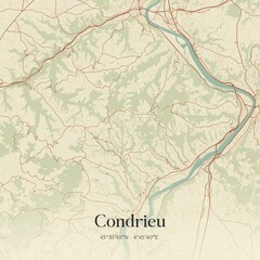 Obraz premium Retro map of Condrieu, Auvergne-Rh�ne-Alpes, France. Vintage street map.