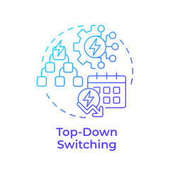 Top down switching blue gradient concept icon. Energy consumption management, control. Monitoring, tracking. Round shape line illustration. Abstract idea. Graphic design. Easy to use in infographic