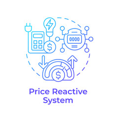 Price reactive system blue gradient concept icon. Consumption meter, bill calculation. Round shape line illustration. Abstract idea. Graphic design. Easy to use in infographic, presentation